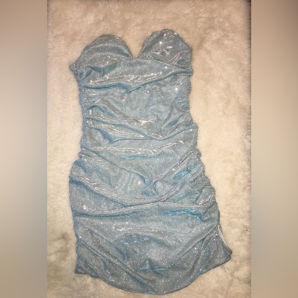 Blue sparkle mini dress